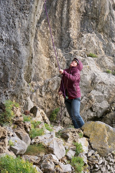Bridget testing the Outdoor Research Diode Hooded Jacket  © Bridget Collier Collection