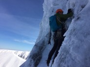 Adam starting the final sections of Orion Face Direct on a bluebird day