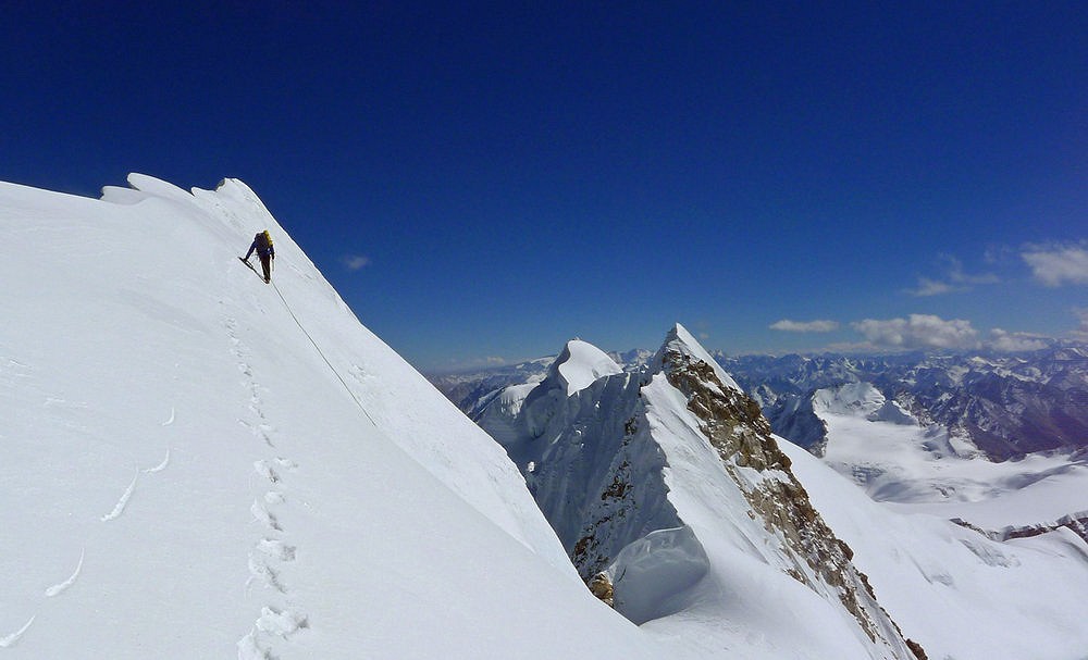 Mick Fowler approaches the summit of Gave Ding  © Berghaus