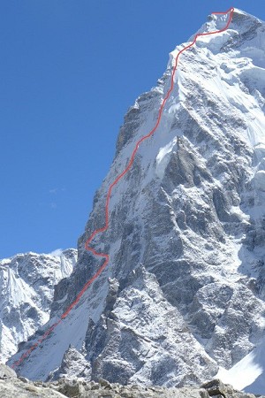 The route that Mick Fowler and Paul Ramsden climbed on the north face of Gave Ding  © Berghaus