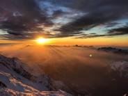 Sunset from the Refuge des Cosmiques before attempting the Supercouloir