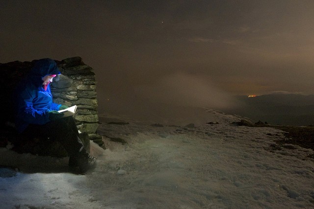 Ronald reads Coleridge on Helvellyn at night - amazing the lengths people go to for peace and quiet  © Ronald Turnbull