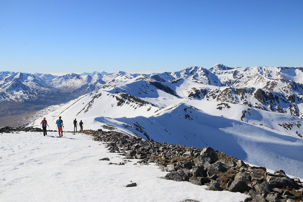 Looking back over the Grey Corries and Mamores to Ben Nevis  © Dan Bailey