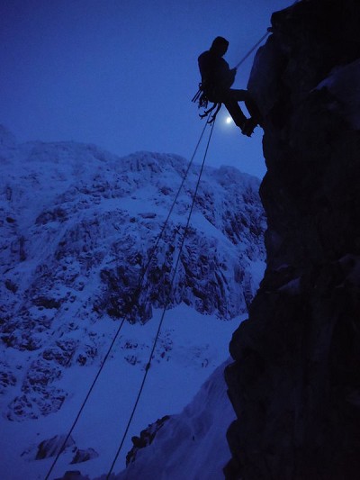 Abseil from top of "Great Chimney", Ben Nevis.  © Geraint Lewis-Evans