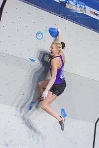 Michaela Tracy looking suitably happy  © IFSC/Eddie Fowke - The Circuit Climbing