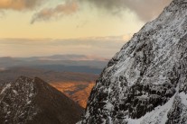 Sunset behind the North-East Face of Snowdon