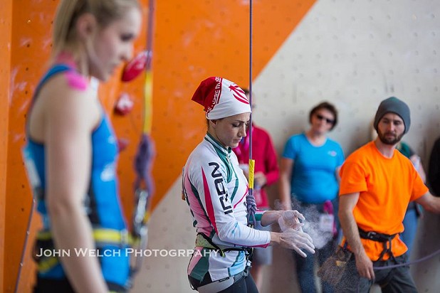 Farnaz competes internationally in lead and speed climbing  © John Welch Photography