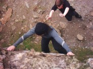 Me roaring up a problem on the Cromlech boulders