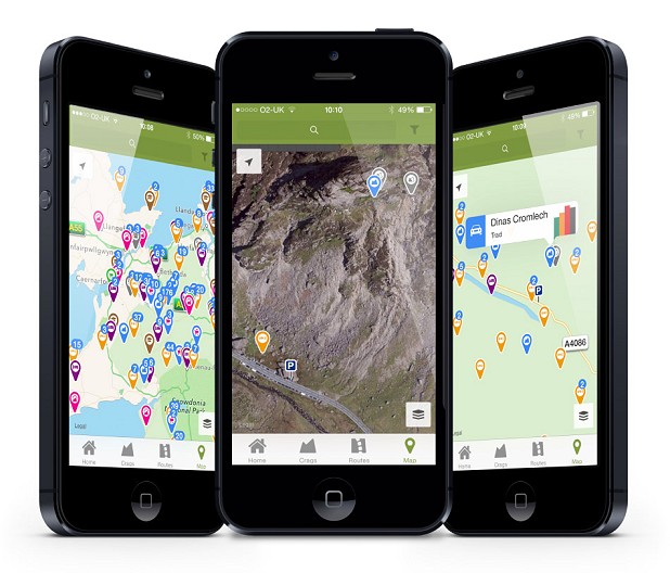 The Rockfax App's mapping facilities  © Rockfax