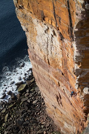 Nothing quite like a foreshortened view, three pitches up Mucklehouse Wall and one still to go!  © Rob Greenwood - UKClimbing