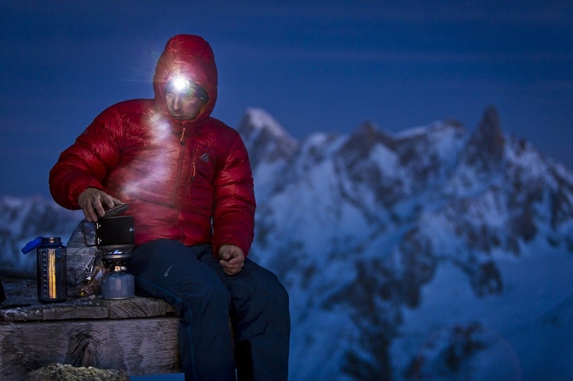 Mountain Equipment's Richard Bailey product testing in Chamonix, winter 2015  © Lukasz Warzecha