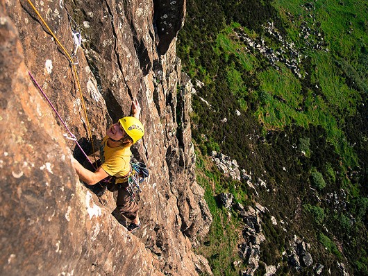 Max Dickens on The Prow at Fairhead  © Andrew Marshall