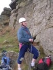 Ken Wilson modelling high performance climbing trousers