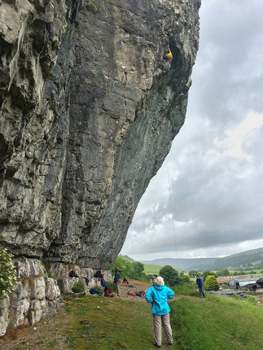 Climbing Dominatrix (route 21) whilst Mum looks on  © Alex Fennah