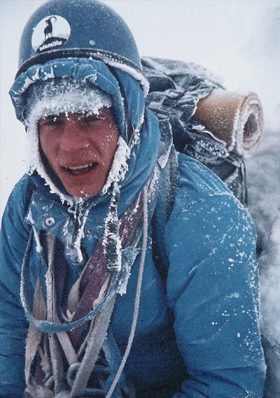 Steve Bell looking cold after 8 days on the Eiger's North Face  © Roger Mear