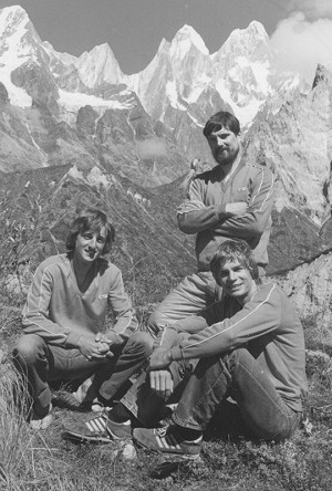 The Annapurna III Team: Nick Colton (standing), Tim Leach (left) and the author (right)  © Steve Bell Collection