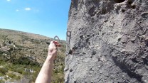 Lead climbing in Brac, Croatia
