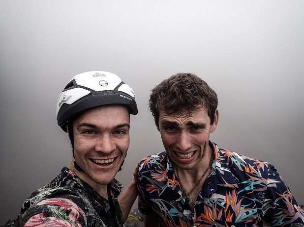 Robbie and Ian making the most of atmospheric conditions on the slate  © Robbie Phillips
