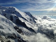 Mont Blanc rising above the clouds from our bivy ledge on the Aiguille du Midi
