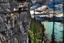 Taking on Wicked Gravity overlooking Lake Louise, Canada.