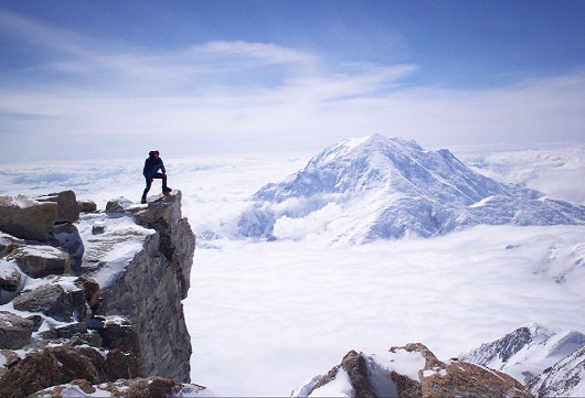 Enjoying the view of Mt Foraker at high camp on Denali  © jhussey