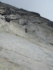 Intimidating abseil off summit of Punta Sertori