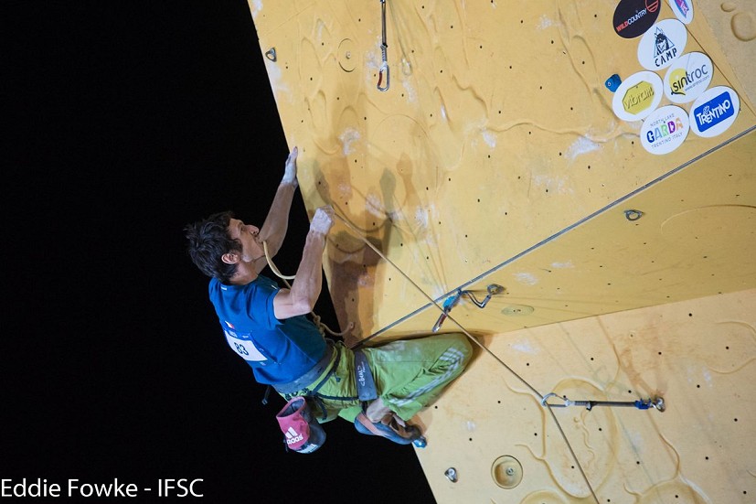Romain Desgranges takes his second World Cup win in Arco  © Eddie Fowke/IFSC