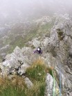 Coming up 'Groved Arete' on my first ever big mountain day on Tryan in North Wales
