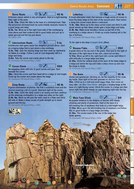 The Demo Route page from the West Country Climbs Rockfax  © Rockfax