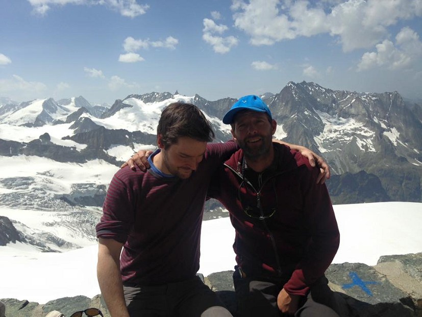Dan and Jean-Noël Bovier, back at Rossier from the summit of Dent Blanche, June 2015  © Dan Richards