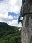 Luke Horne on the second pitch of Gabriel and the Pearly Gates