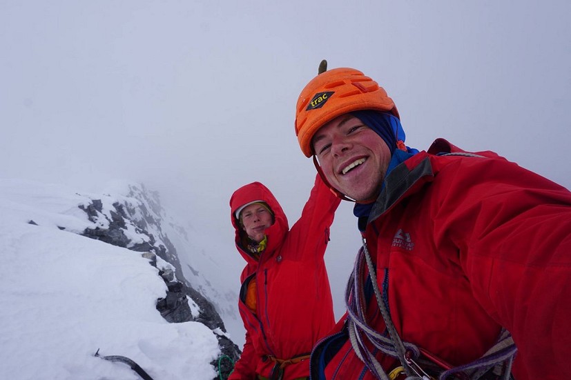 Tom Livingstone and Uisdean Hawthorn on the summit of Mt Alberta  © Uisdean Hawthorn