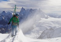 Returning up the Midi Arete after September powder laps!