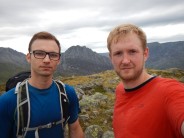 Andy Tryfan and me from Y foel goch.
 (Before a night of terror... Glyder Fawr... Wild camping... THUNDER AND LIGHTENING)