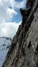 Crux of Grand Traverse, a short section of exposed easy climbing