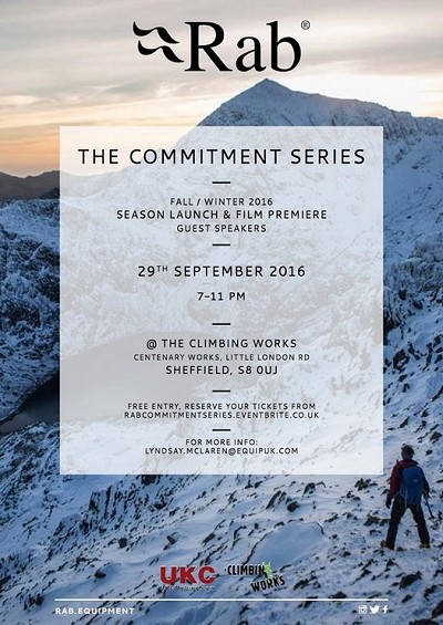 Rab Commitment Series Launch Event THIS THURSDAY, Lectures, market research, commercial notices Premier Post, 1 weeks @ GBP 25p  © Rab Equipment