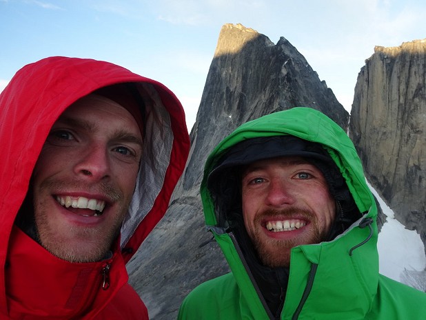 Duncan Barrack and Wil Treasure, happy with their first ascent, but lacking sleep and out of Jelly Babies.  © Duncan Barrack