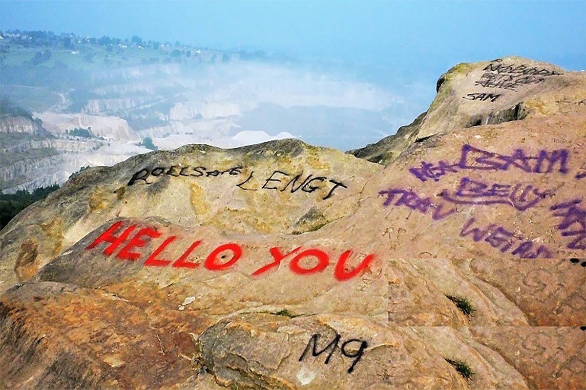 Graffiti at Black Rocks  © Derbyshire Police handout