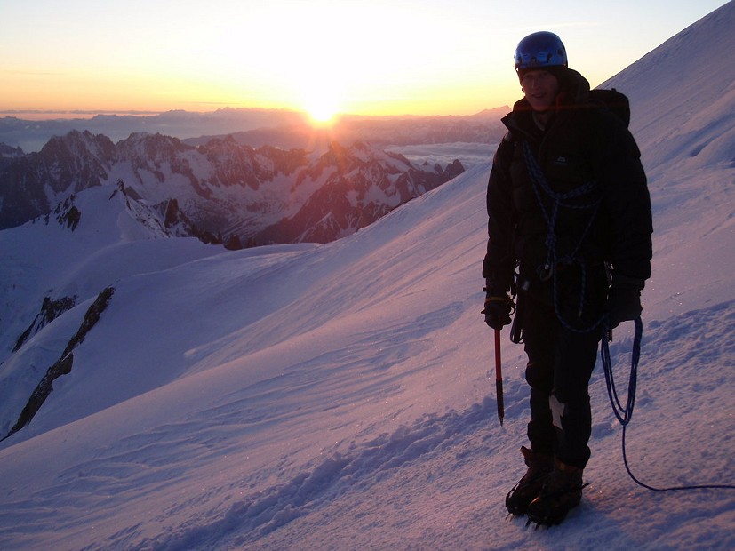 Nick Taylor just below the summit of Mont Blanc, June 2009.   © Charlie Boscoe