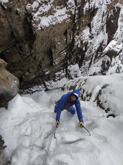 Nick Bullock topping out of Whiteman Falls  © Rob Greenwood - UKC