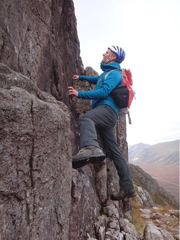 Finding that high collar a bit annoying on The Buachaille  © Alex Berry