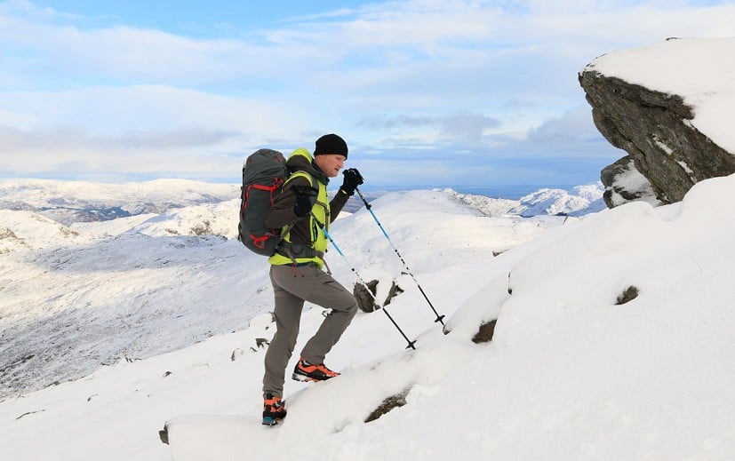 Good stiff-ish sole and plenty of tread for walking in snow minus crampons  © Dan Bailey