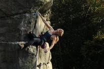 Holly Bean on Zig Nose climb 5b/c at Harrisons