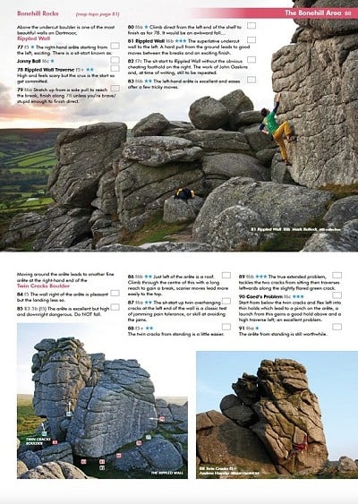 Sample Pages from the Dartmoor Guidebook  © Climbers Club