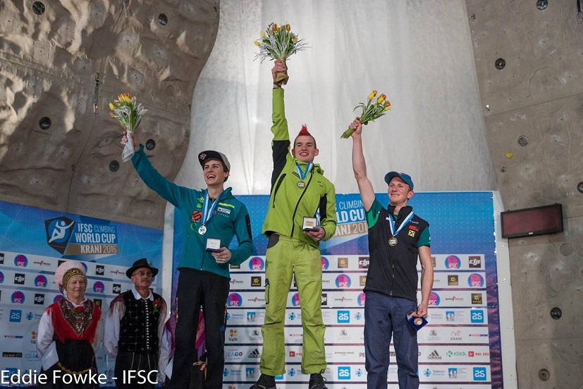 Men's podium: Kranj World Cup  © Eddie Fowke/IFSC