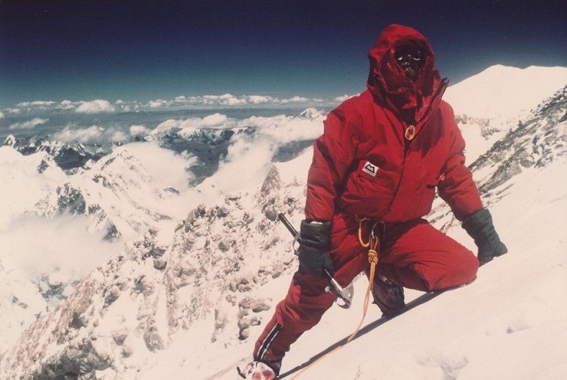 Joe Tasker on the summit snowfield of Kangchenjunga’s North Face.  © Doug Scott