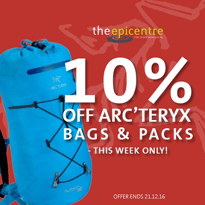 10% Off Arc'Teryx Bags & Packs @ The Epicentre, Products, gear, insurance Premier Post, 1 weeks @ GBP 70pw  © The EpiCentre