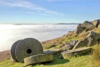 Millstone in the sky. The famous Stanage Mill Stones above a spectacular cloud inversion covering The Hope Valley