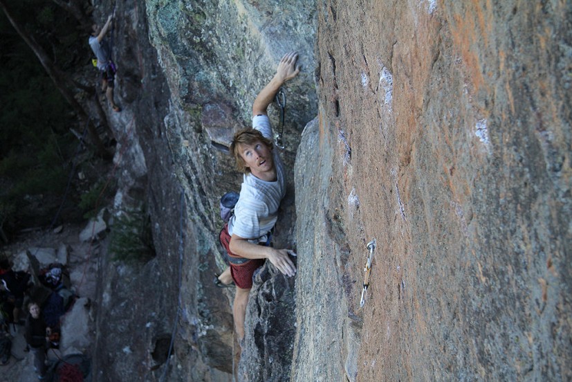 Typical Blue Mountains climbing - vertical and crimpy!  © Adam Kubalica