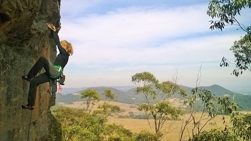 Sarah crushing it and looking forward to cider at Barden's lookout.  © Bernard Stricker